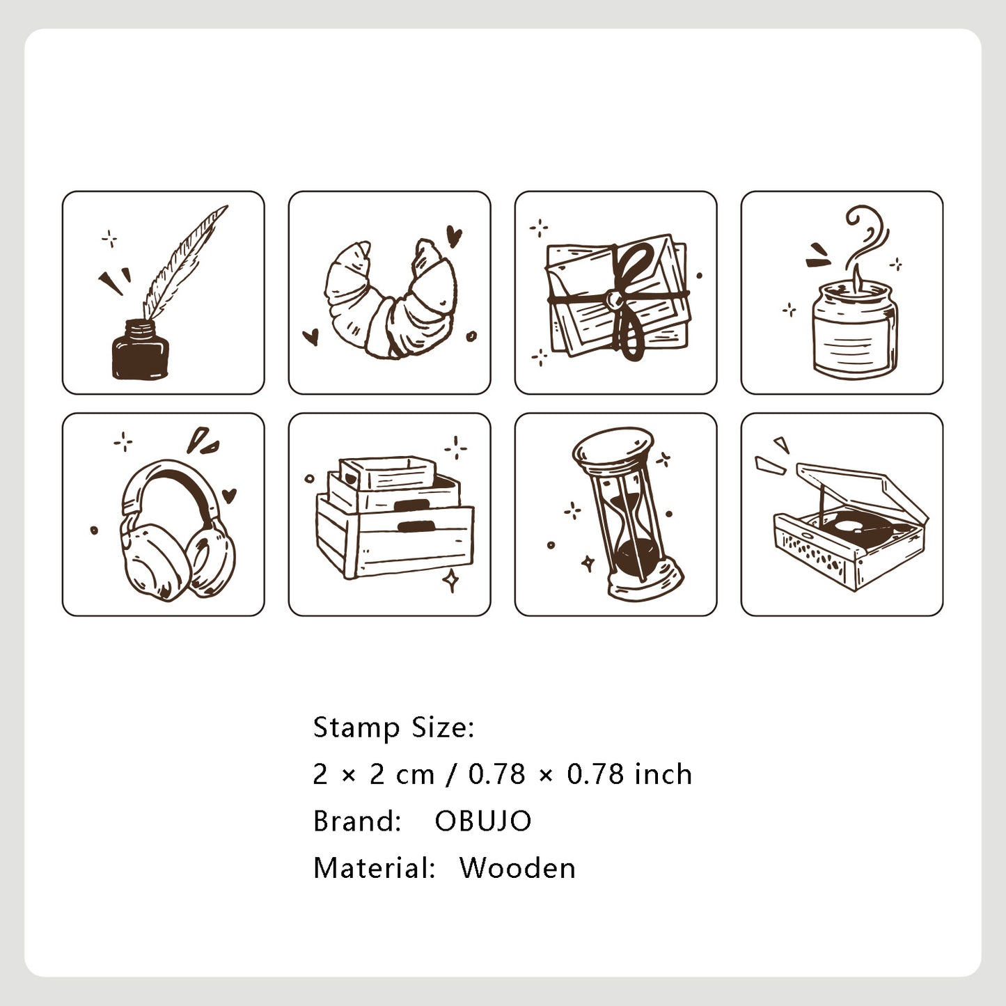 8 Rolls Gadgets Wooden Stamp Kit MWXY