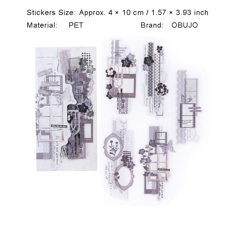 10 Pcs Vintage Collage PET Stickers AYJZ