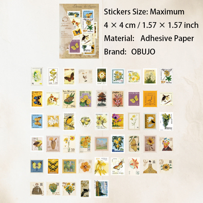 100 Pcs Vintage Natural Post Stamp Stickers YPSCJ