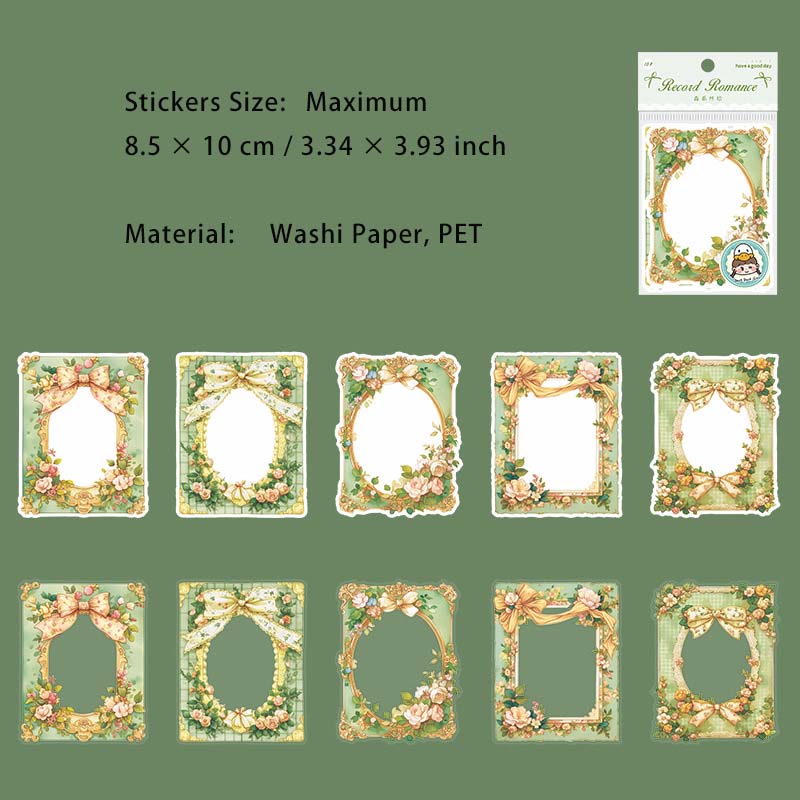 10 Pcs Lace Floral Frame Stickers JLLM