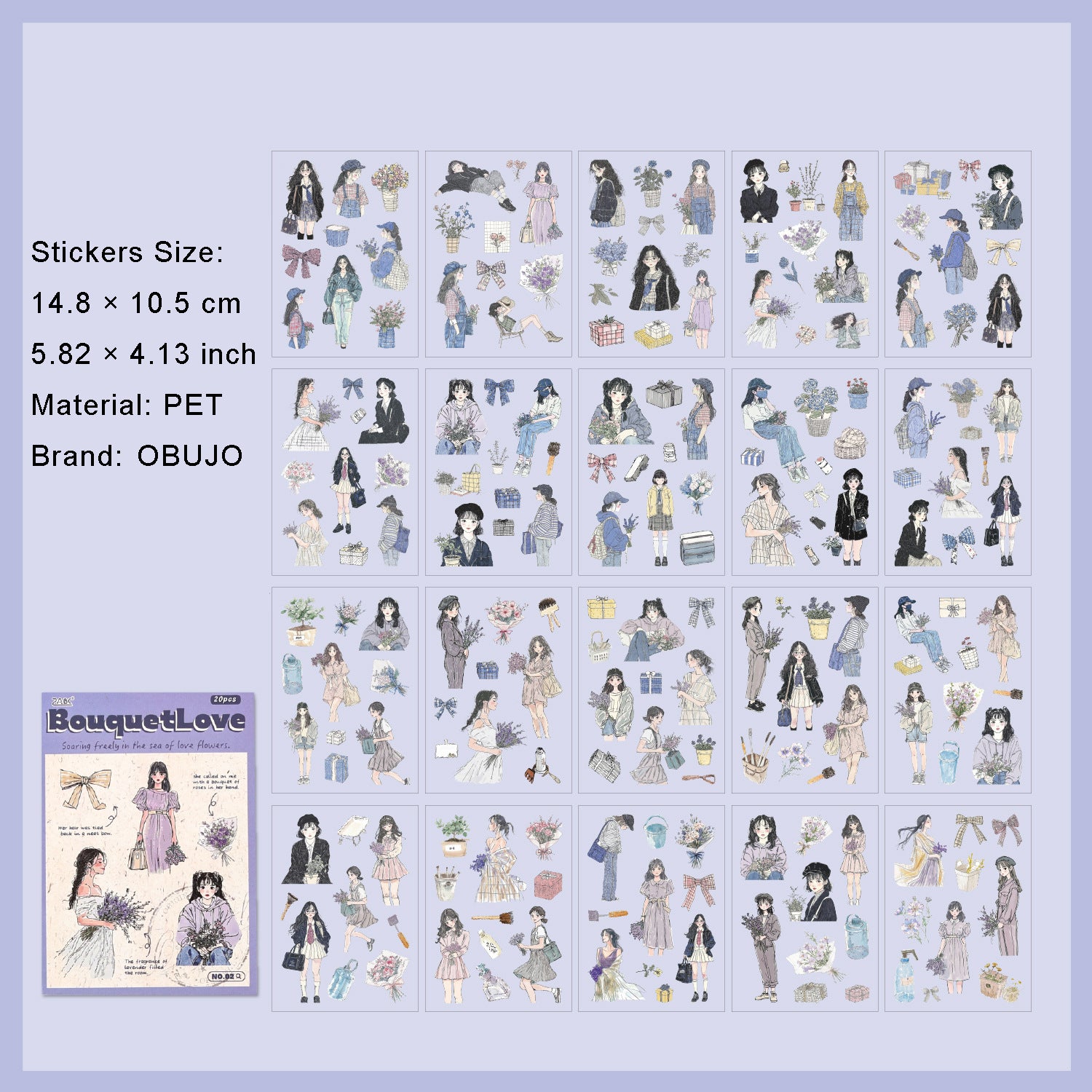 20 Sheets School Lifestyle PET Stickers SXNH
