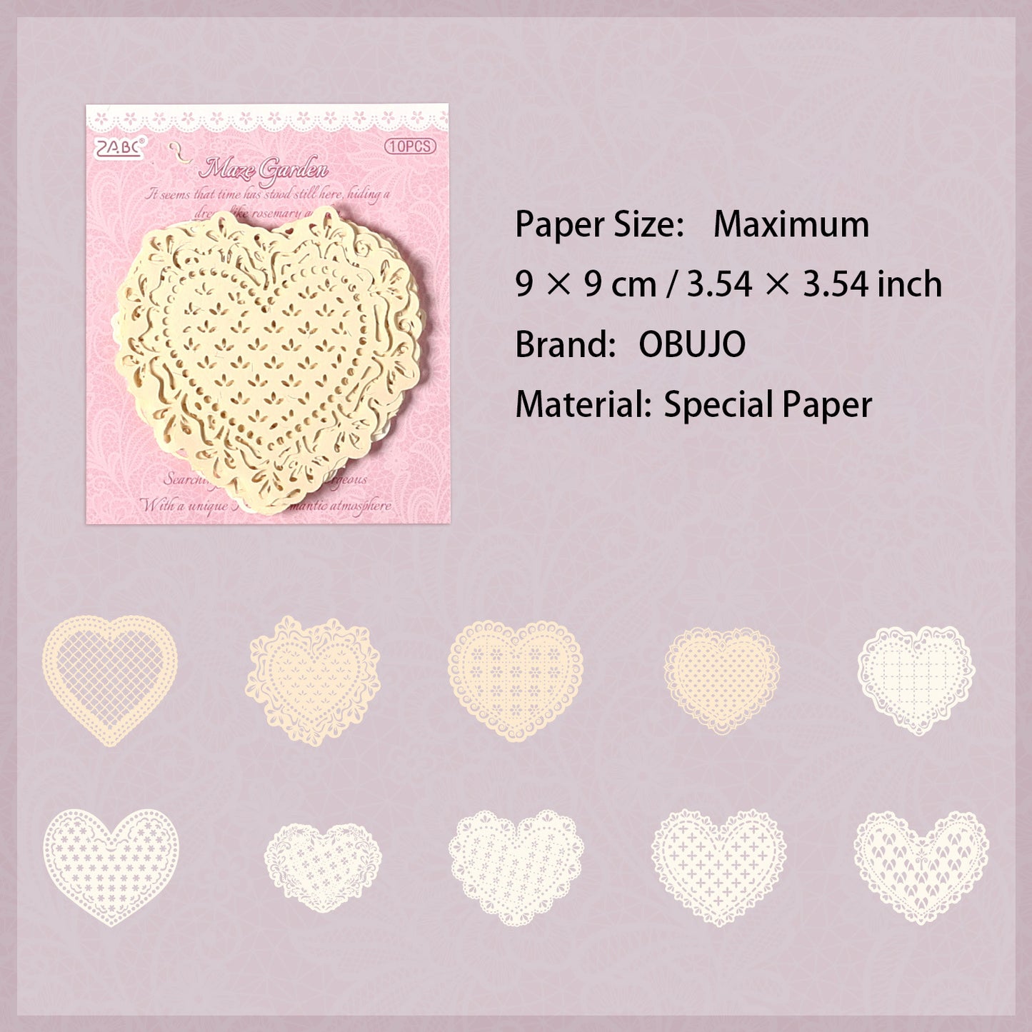 10 Pcs Hollow Cutout Lace Journal Paper GLXX