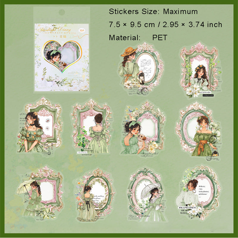 10 Pcs Mirror Girl PET Stickers TDXGRJ