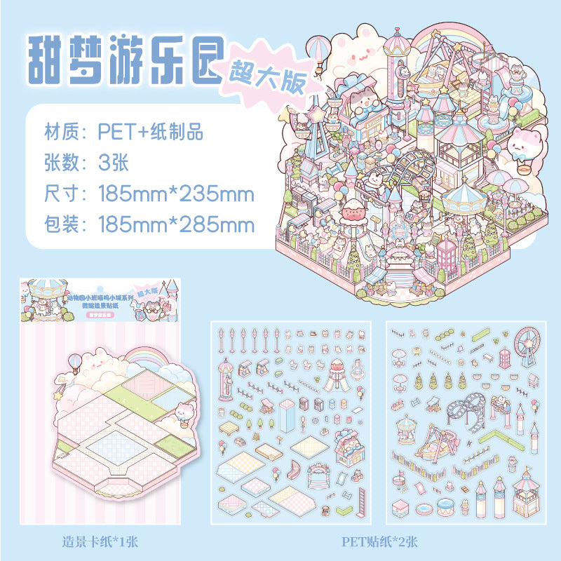 3D City Market Scene Sticker Kit MWXC