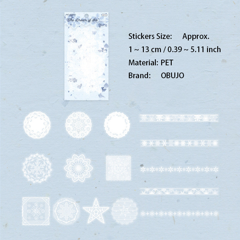 30 Pcs White Lace Themed PET Stickers LSWY