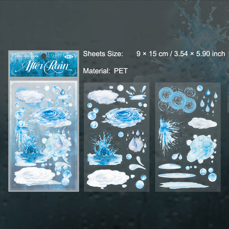 2 Sheets Rainny Theme PET Stickers YHQN