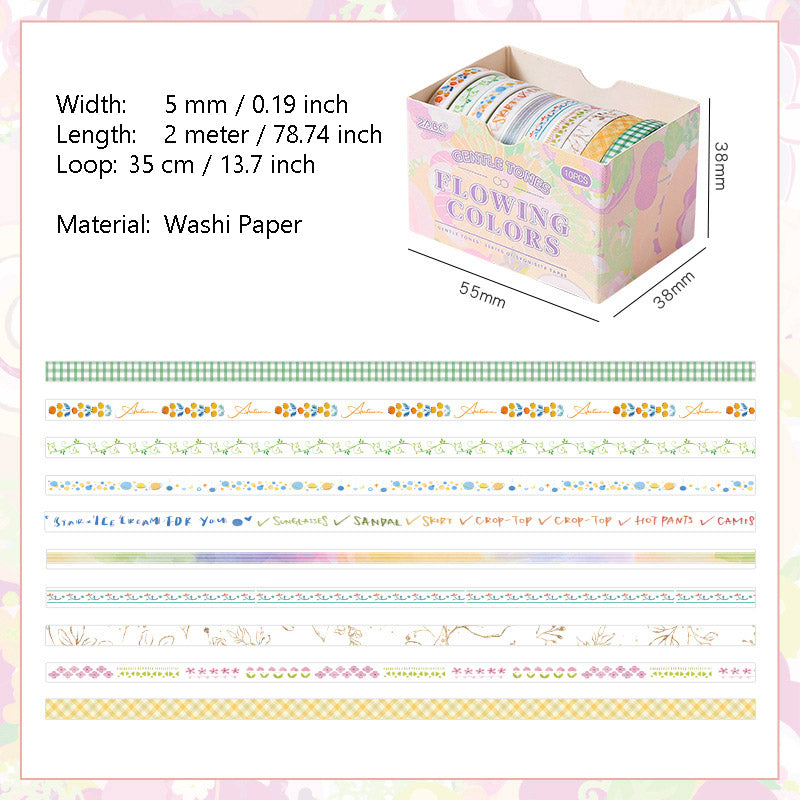 10 Rolls Narrow Washi Tape for Planner Diary WRSD