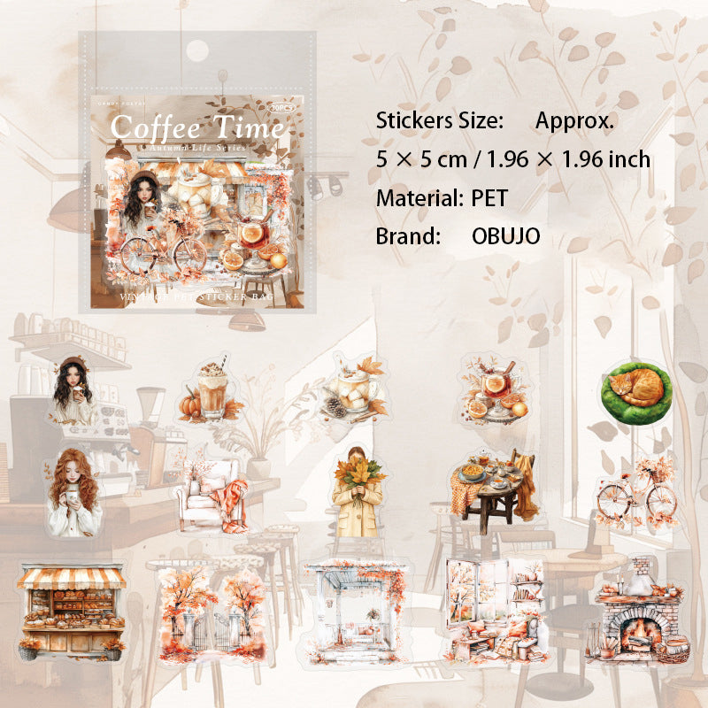 30 Pcs Autumn Landscape PET Stickers QRSH