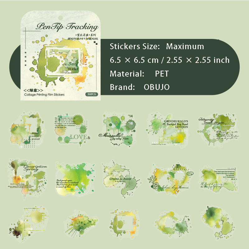 30 Pcs Paint Splash PET Stickers BJXJ