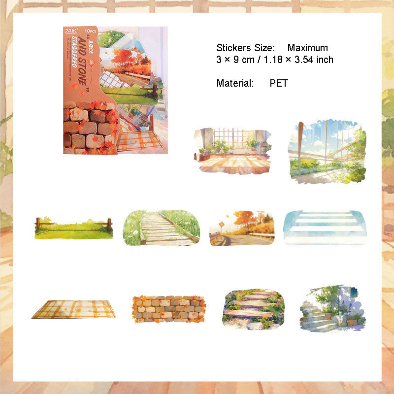 10 Pcs Natural Landscape PET Stickers ZRHJ