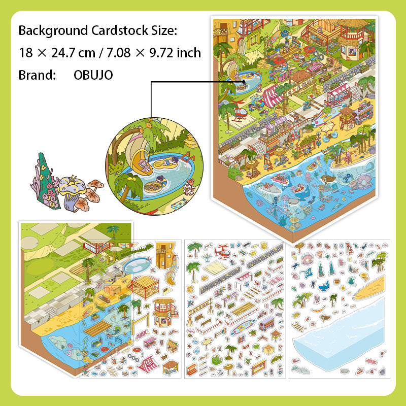 3D Resort Scene DIY Stickers Kit JRYYZ26