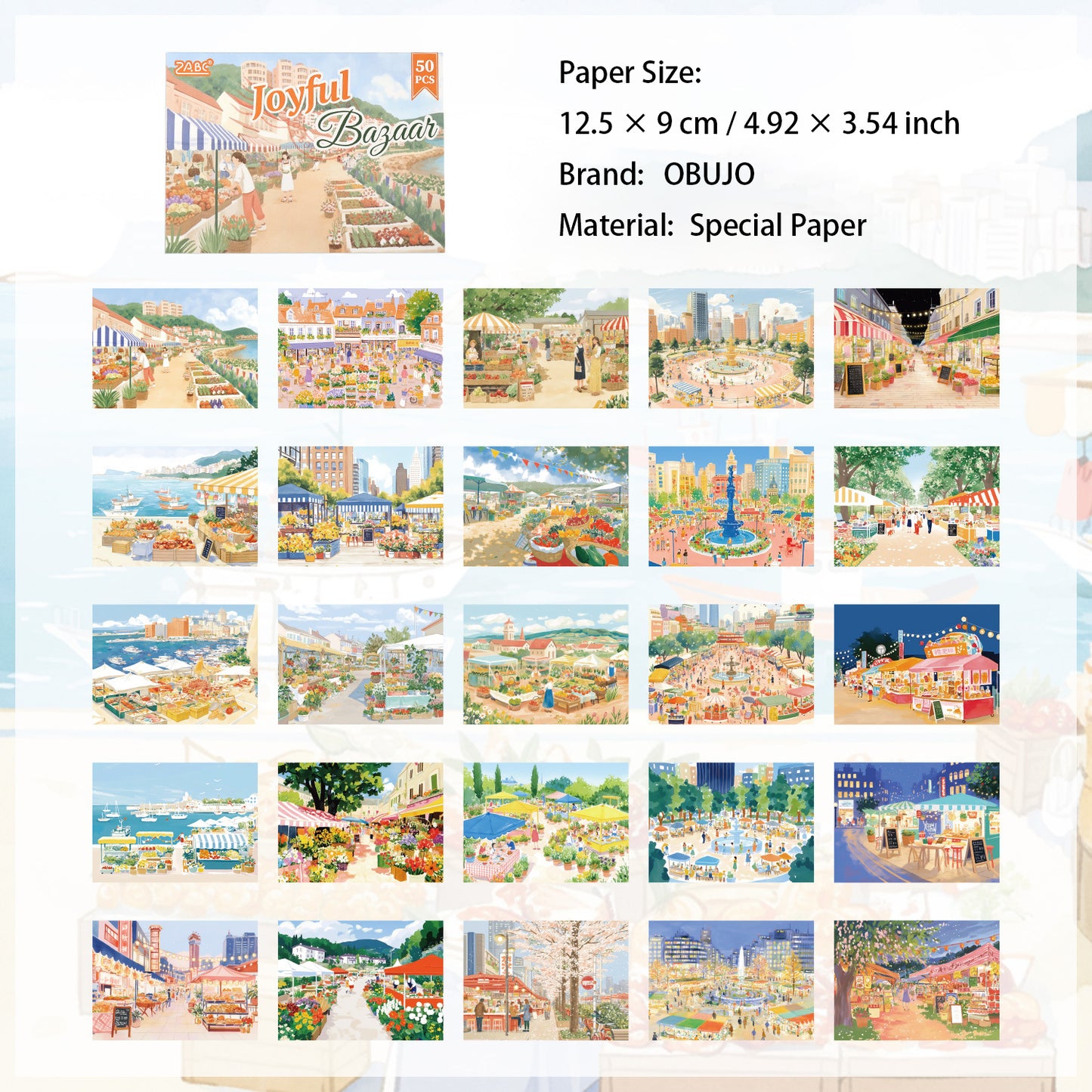 50 Sheets Watercolor Landscape Journal Paper ZYHG