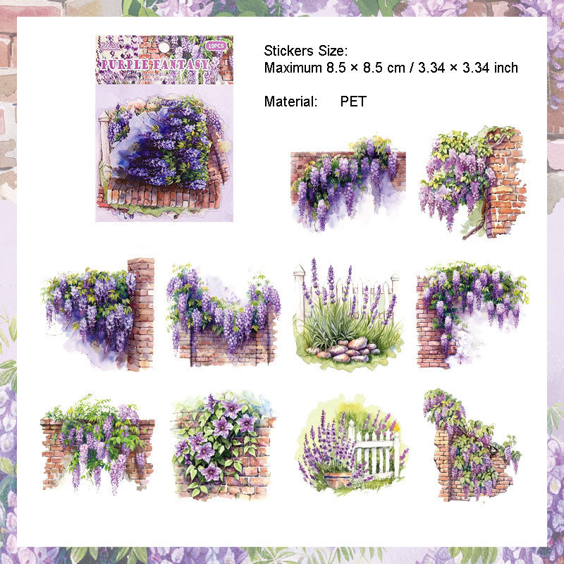 10 Pcs Garden Vine PET Stickers MMHY
