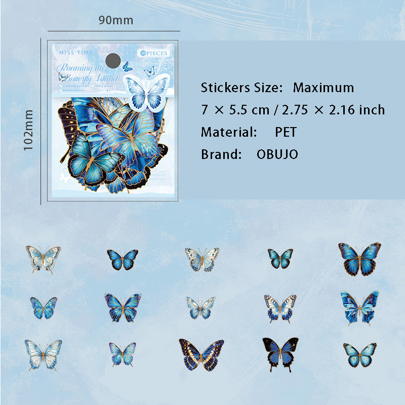 30 Pcs Gold Foil Butterfly PET Stickers DYMY