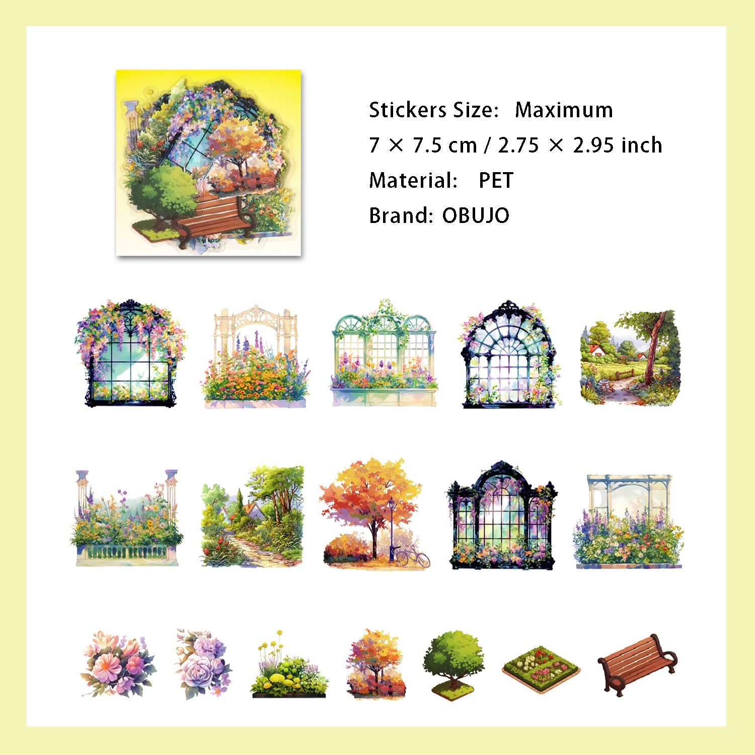17 Pcs Garden Landscape PET Stickers YHYSJ