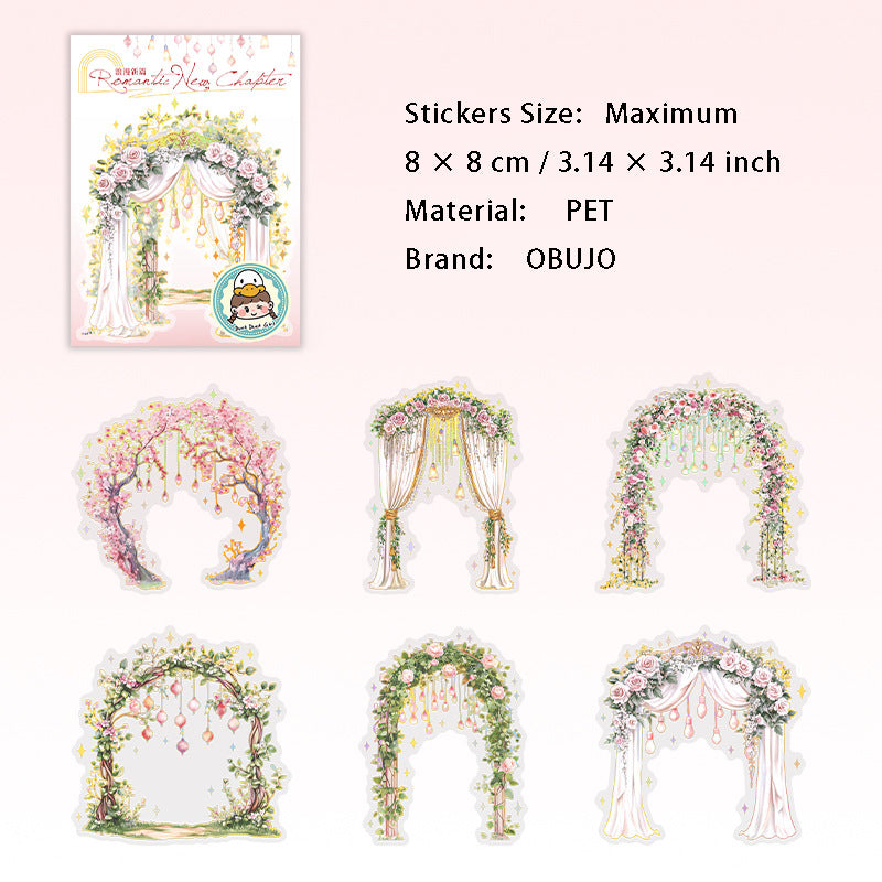 6 Pcs Romance Arch PET Stickers LMXP