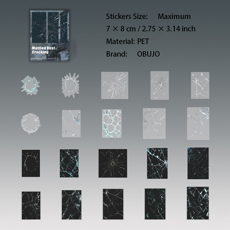 20 Pcs Cracked Old Traces PET Stickers BBXL