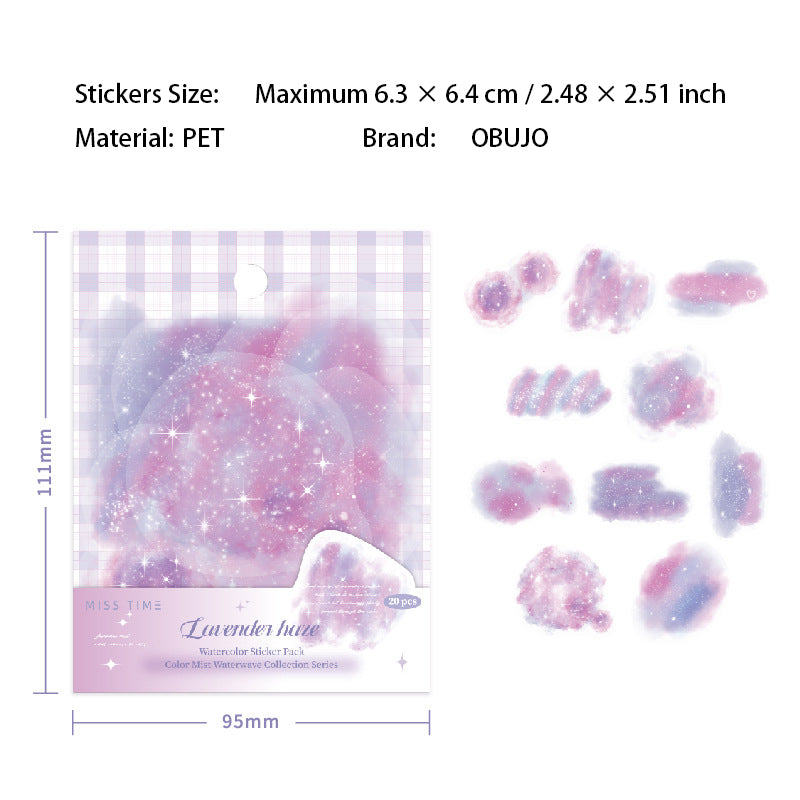 20 Pcs Watercolor Themed PET Stickers CWSY