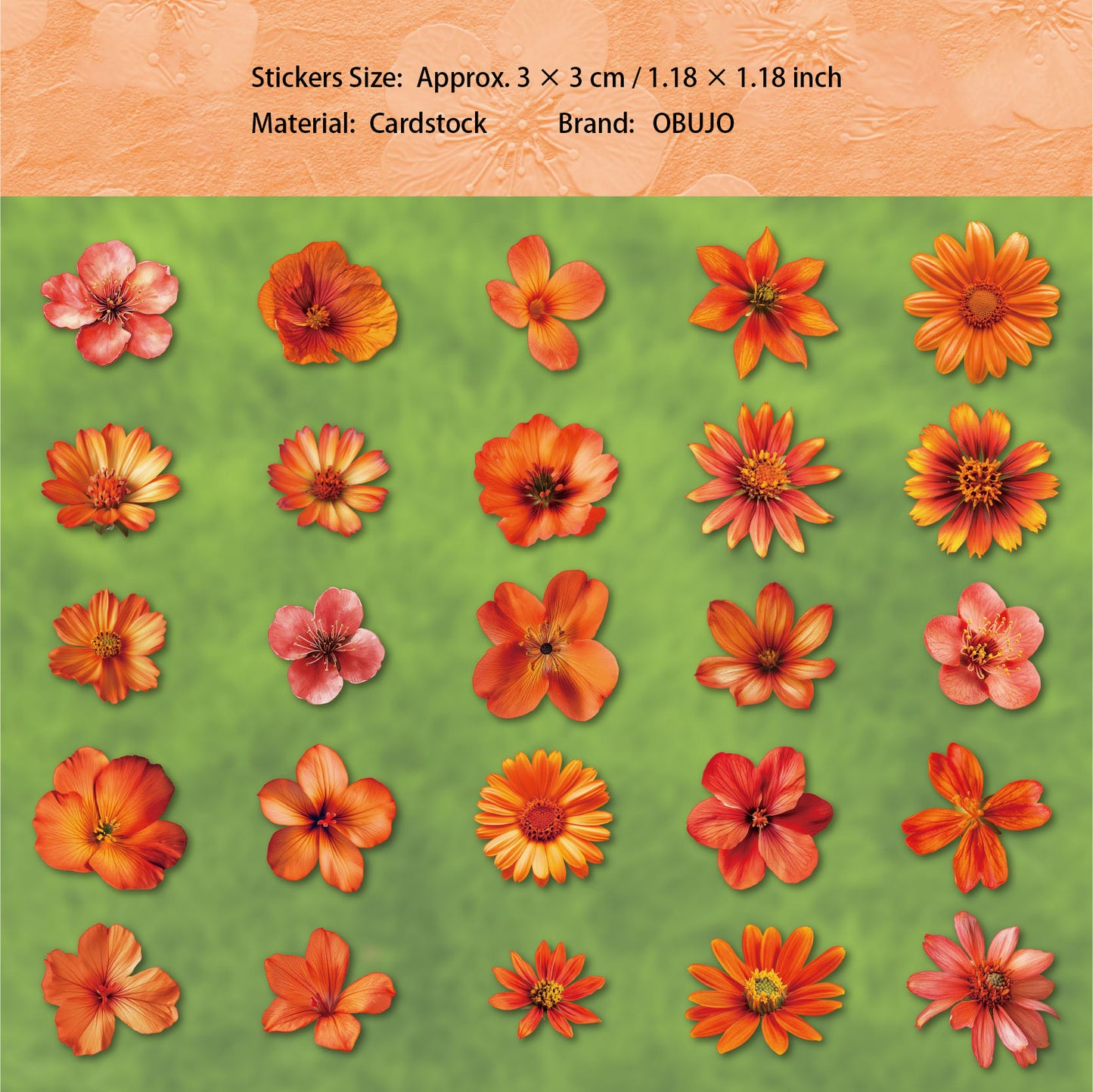 25 Pcs Flower Cardstock Stickers DDXL