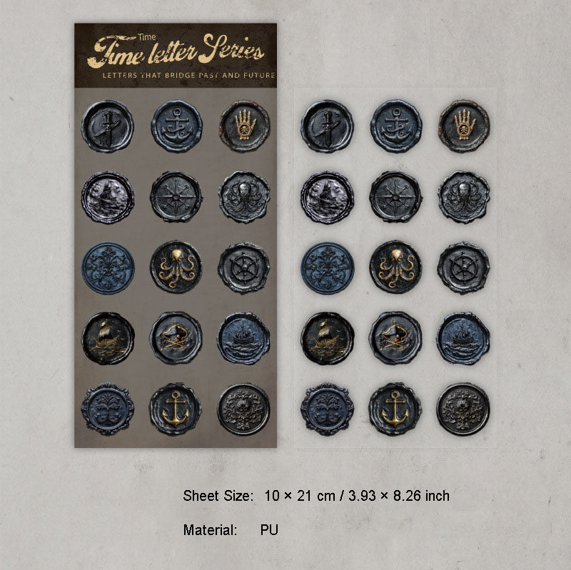 15 Pcs Vintage Wax Seal PU Stickers SGXJ