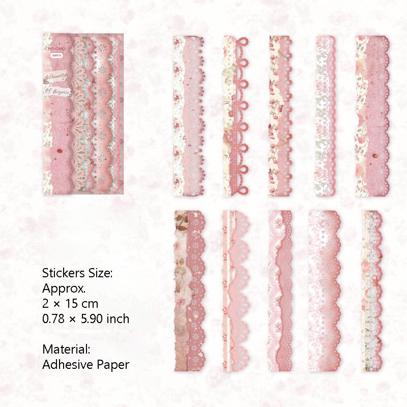 10 Pcs Cutout Lace Stickers YRZZ