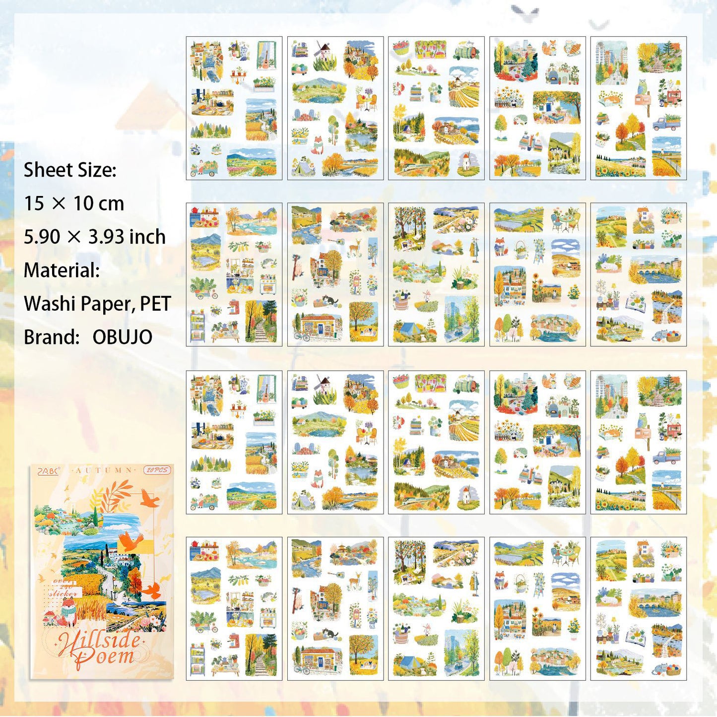 20 Sheets Seasonal Landscape Stickers Book FGSJ