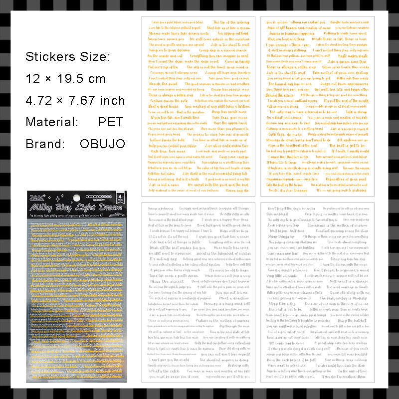 4 Sheets Quote PET Stickers FGLJ