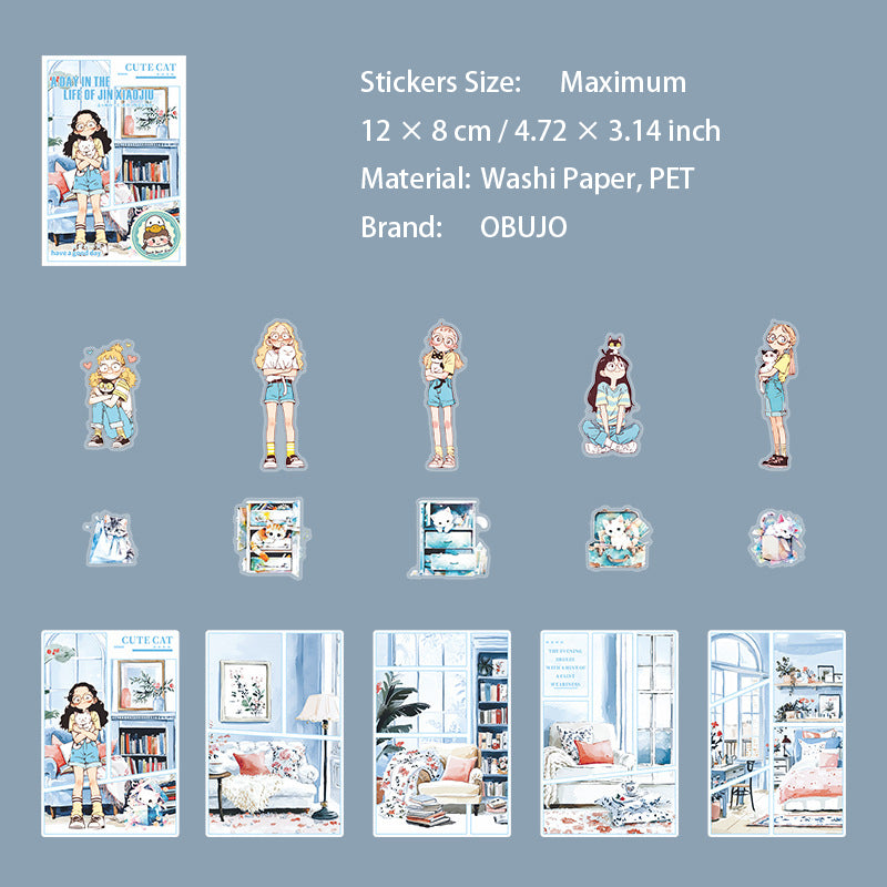 15 Pcs Childhood Daily PET Stickers XJDYT