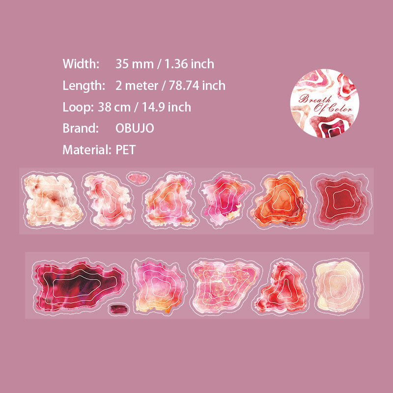 1 Roll Watercolor Spalash PET Stickers Tape SSHX