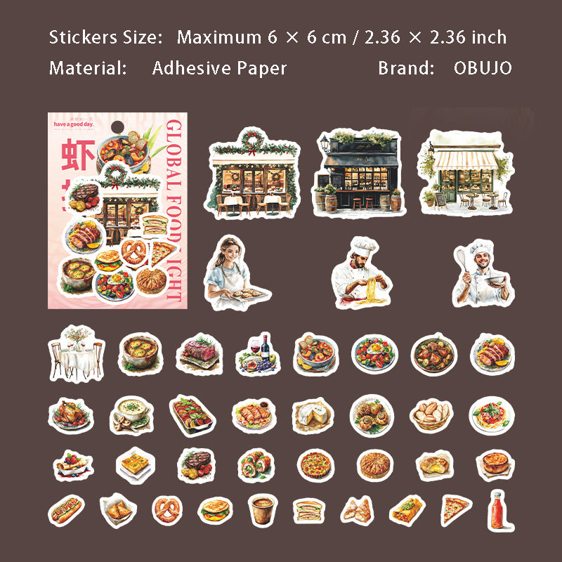 40 Pcs Global Food Stickers HQSGSP