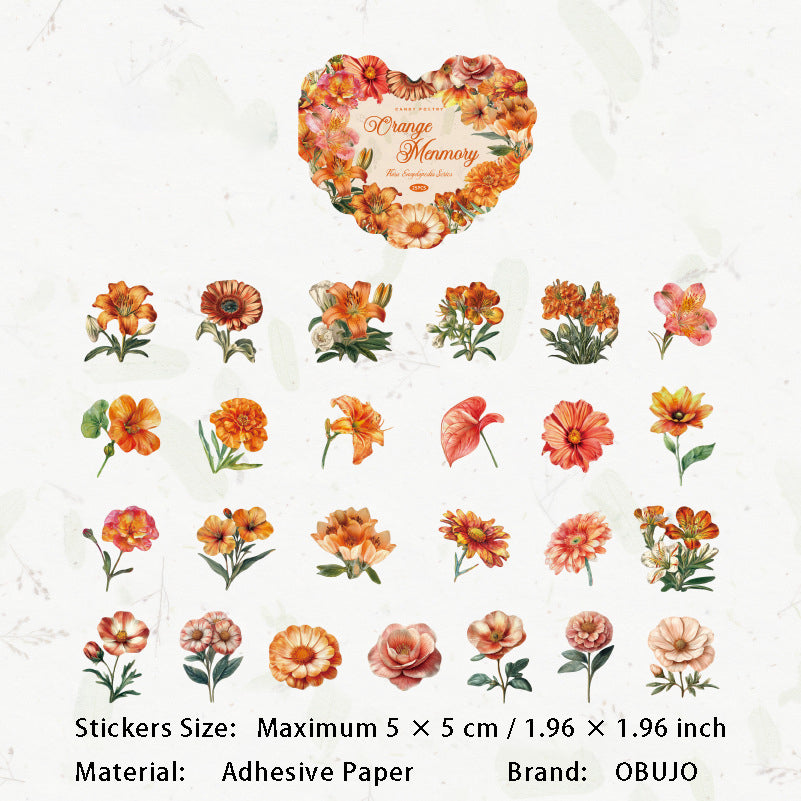 25 Pcs Vintage Flower Stickers HHBKTJ