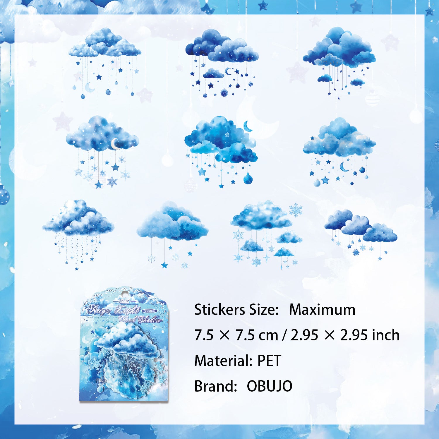 20 Pcs Fantasy Cloud Star PET Stickers MHYC