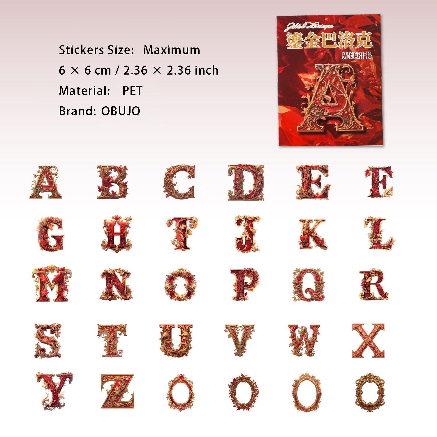 30 Pcs Gothic Alpabet Letter PET Stickers LJBLK