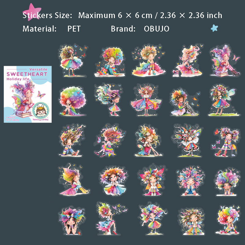25 Pcs Cartoon Girl PET Stickers TXJQSH