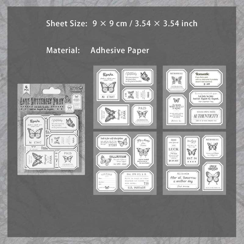 4 Sheets Vintage Scrapbook Stickers CXDY