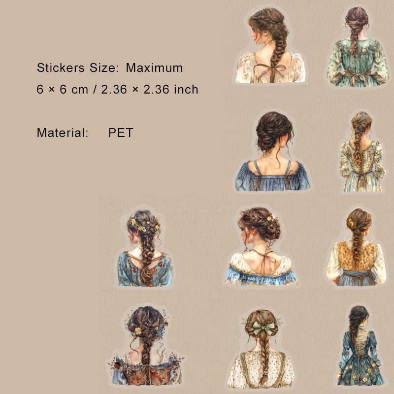 20 Pcs Vintage Lady PET Stickers CXJR
