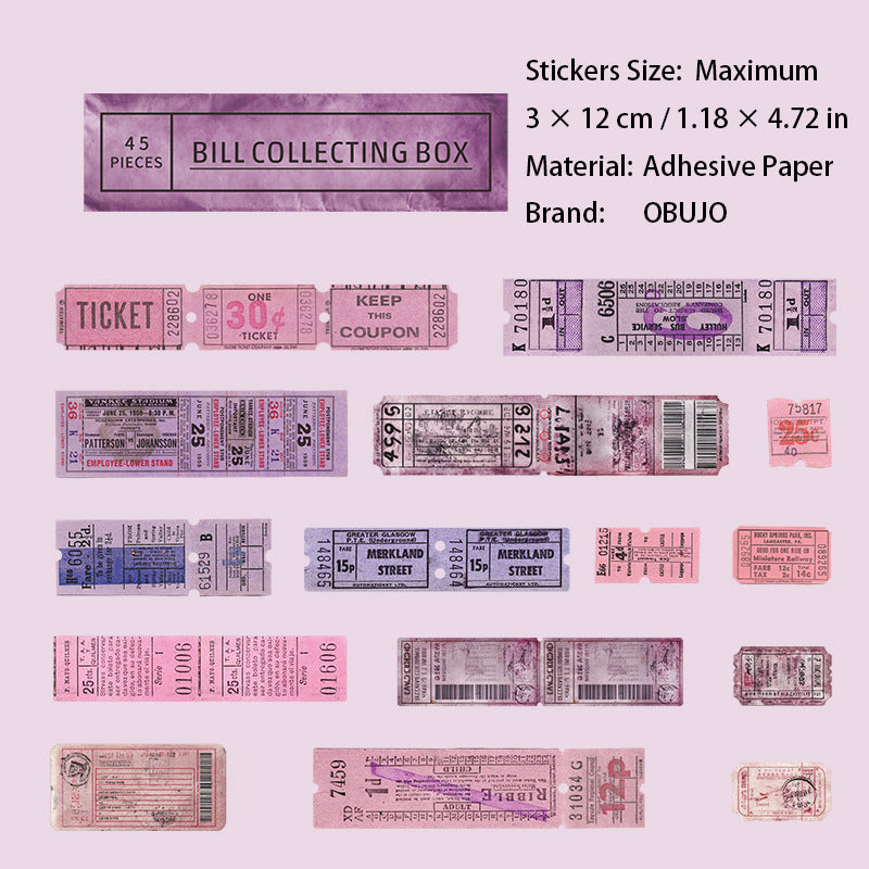 45 Pcs Vintage Tickets Stickers GDPWS