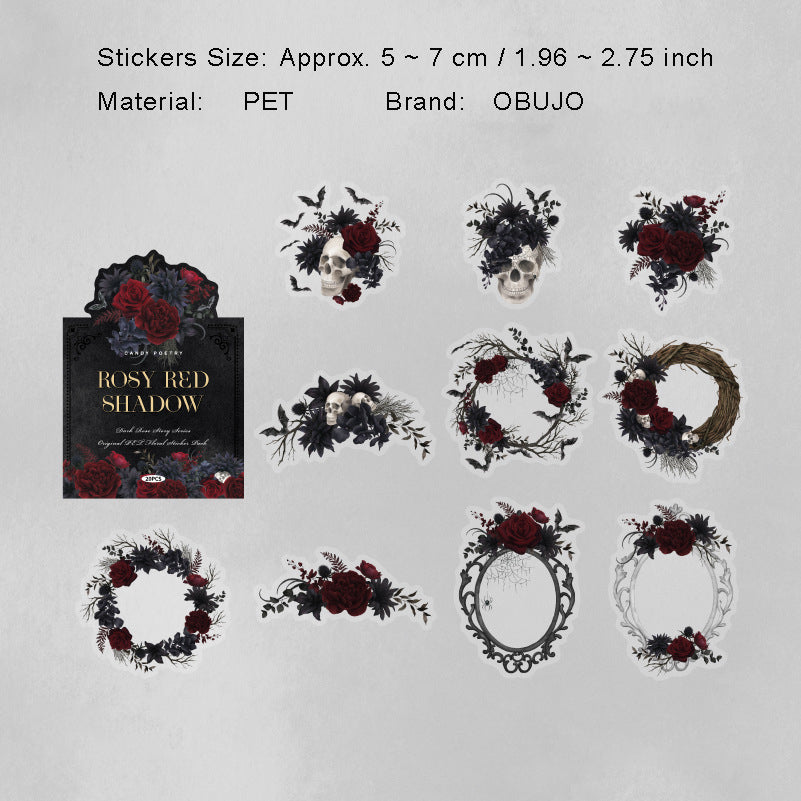 20 Pcs Gothic Rose Stickers ANMGGS