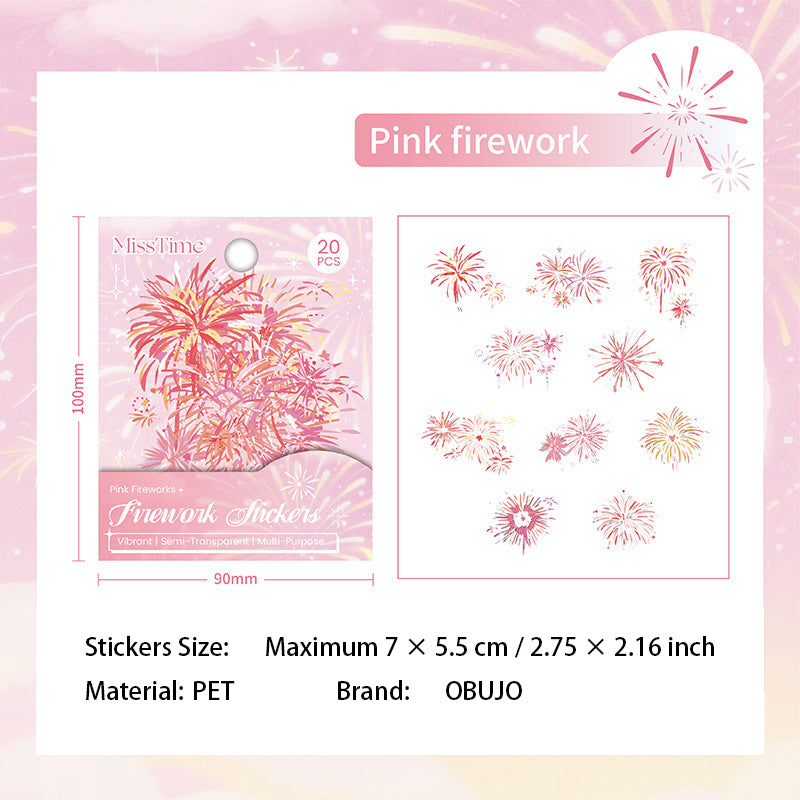 20 Pcs Fireworks PET Stickers YHSS