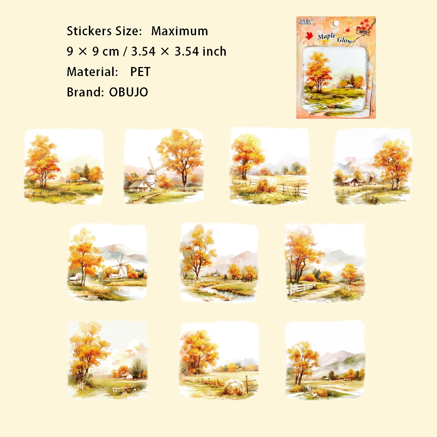 10 Pcs Seasonal Natural Landscape PET Stickers SJWY