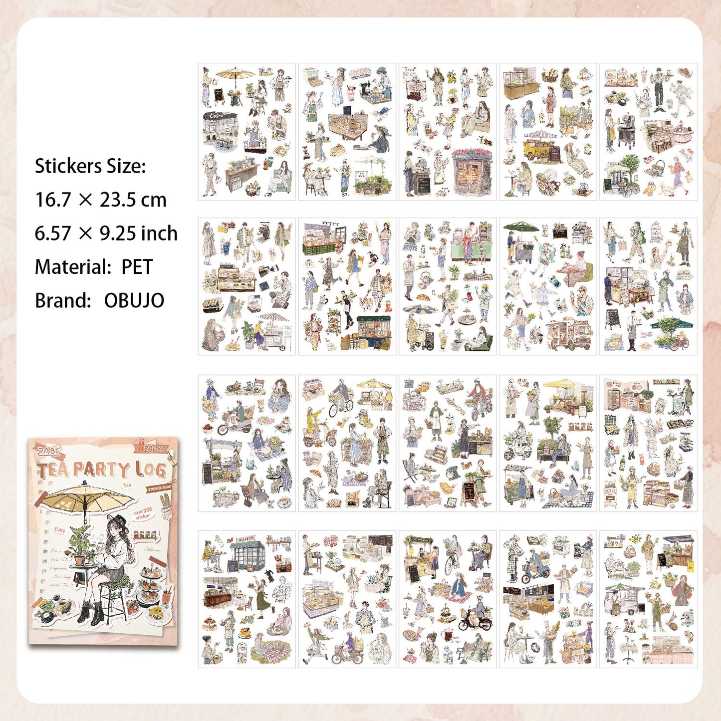 20 Sheets Lifestyle Girl PET Stickers Book QYSHL