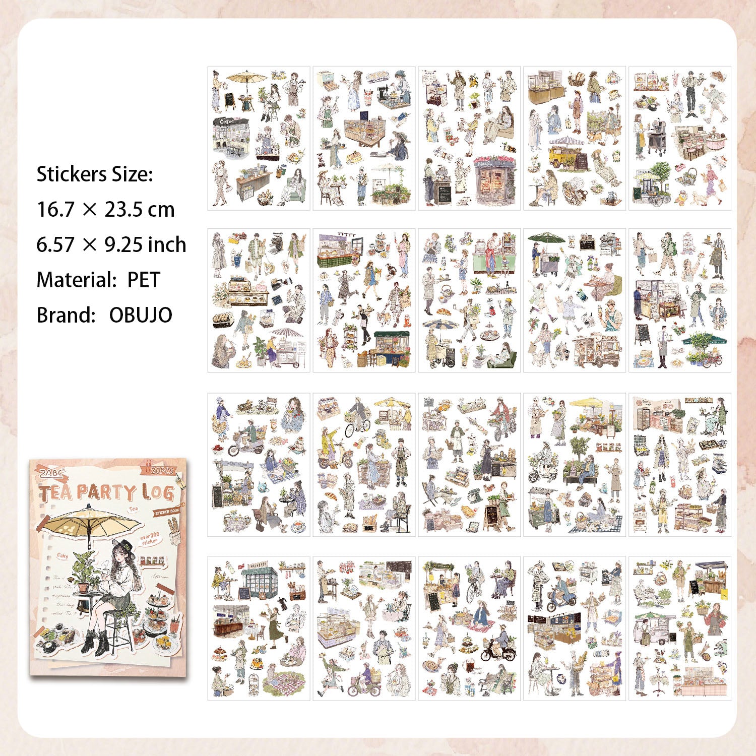 20 Sheets Lifestyle Girl PET Stickers Book QYSHL