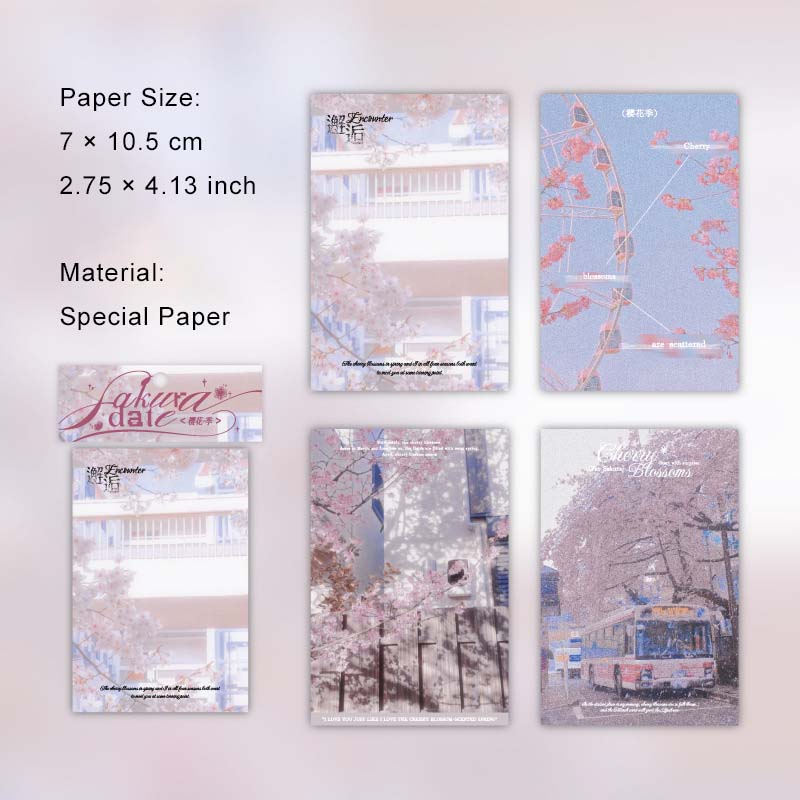 40 Pcs Sakura Theme Scrapbook Paper YHZY