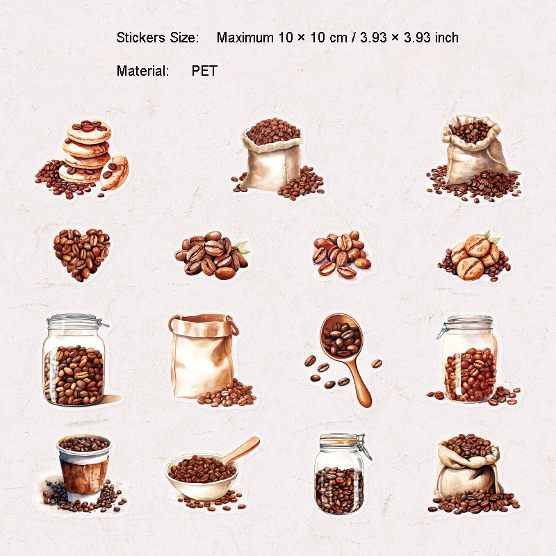 30 Pcs Coffee Themed PET Stickers MBKFW