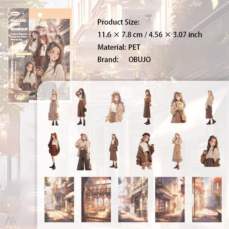 34 Pcs Urban Girl Stickers and Journal Paper Kit SSZZ