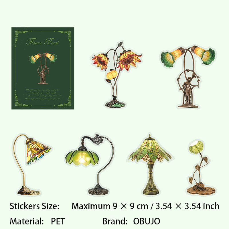 12 Pcs Flower Lamp PET Stickers HZXL