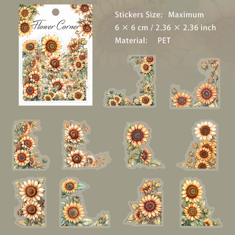 20 Pcs Flower Corner PET Stickers HDBJ