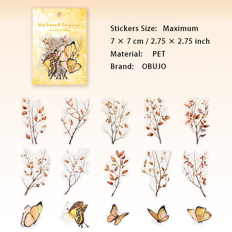 30 Pcs Branches PET Stickers MMZY