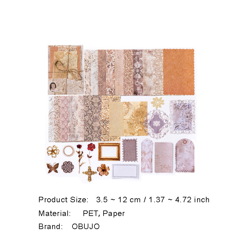 37 Pcs Junk Journal Paper and Stickers Kit FHPZ