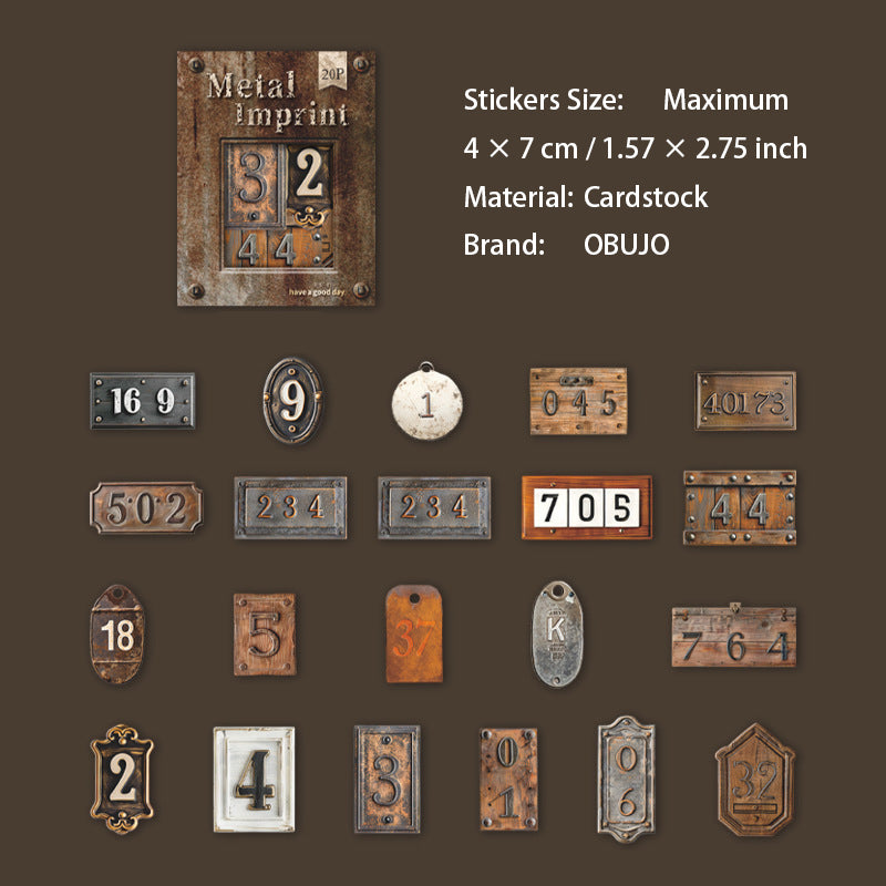 20 Pcs Metal Tag Theme Cardstock Stickers JSYJ